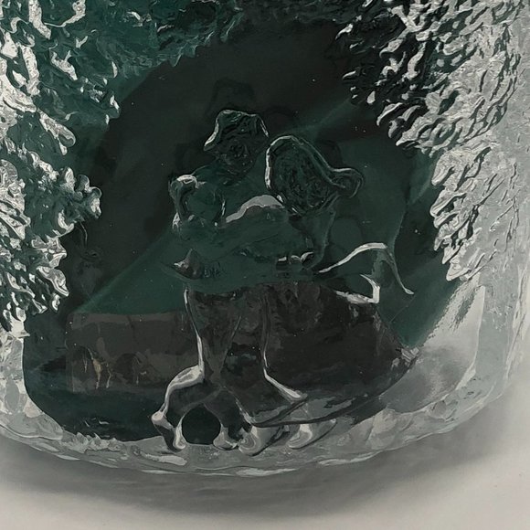 Kosta Boda, Rhapsody Art Glass Bowl, Raised Relief Ice Texture, Dancing Couples - Picture 4 of 7